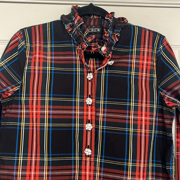 J.Crew Jeweled Button Popover Tunic in Stewart Tartan - Picture 6 of 12